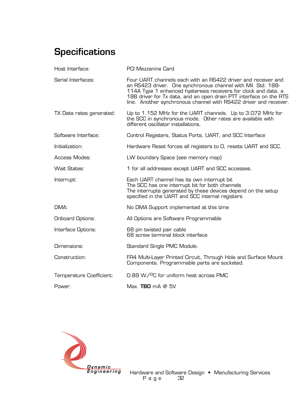 American Dynamics PMC-4U-CACI user manual Specifications, Dma 