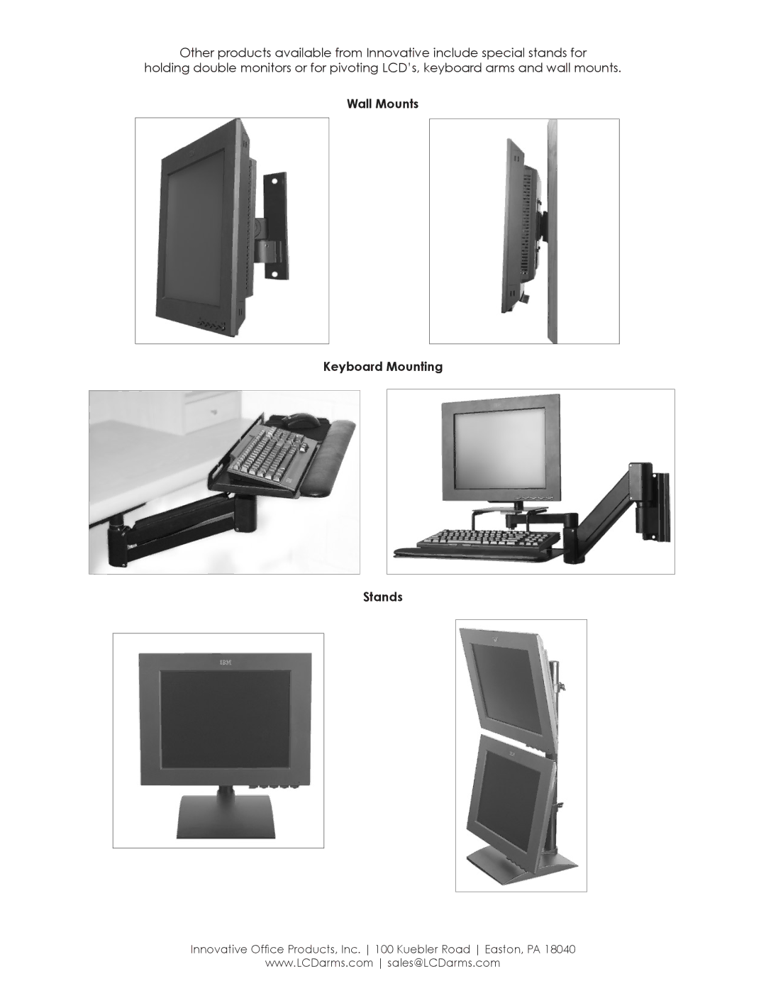 American Innovative 7506, 7045, 7000, 3545, 3500 installation instructions Wall Mounts Keyboard Mounting Stands 