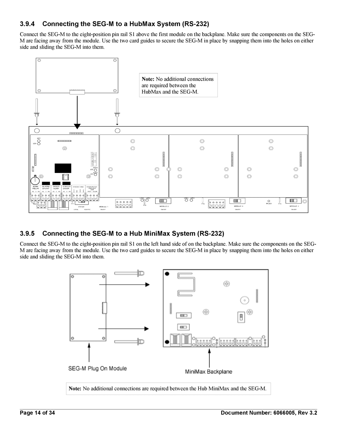 American International Electric SEG-1 installation manual Connecting the SEG-M to a HubMax System RS-232 