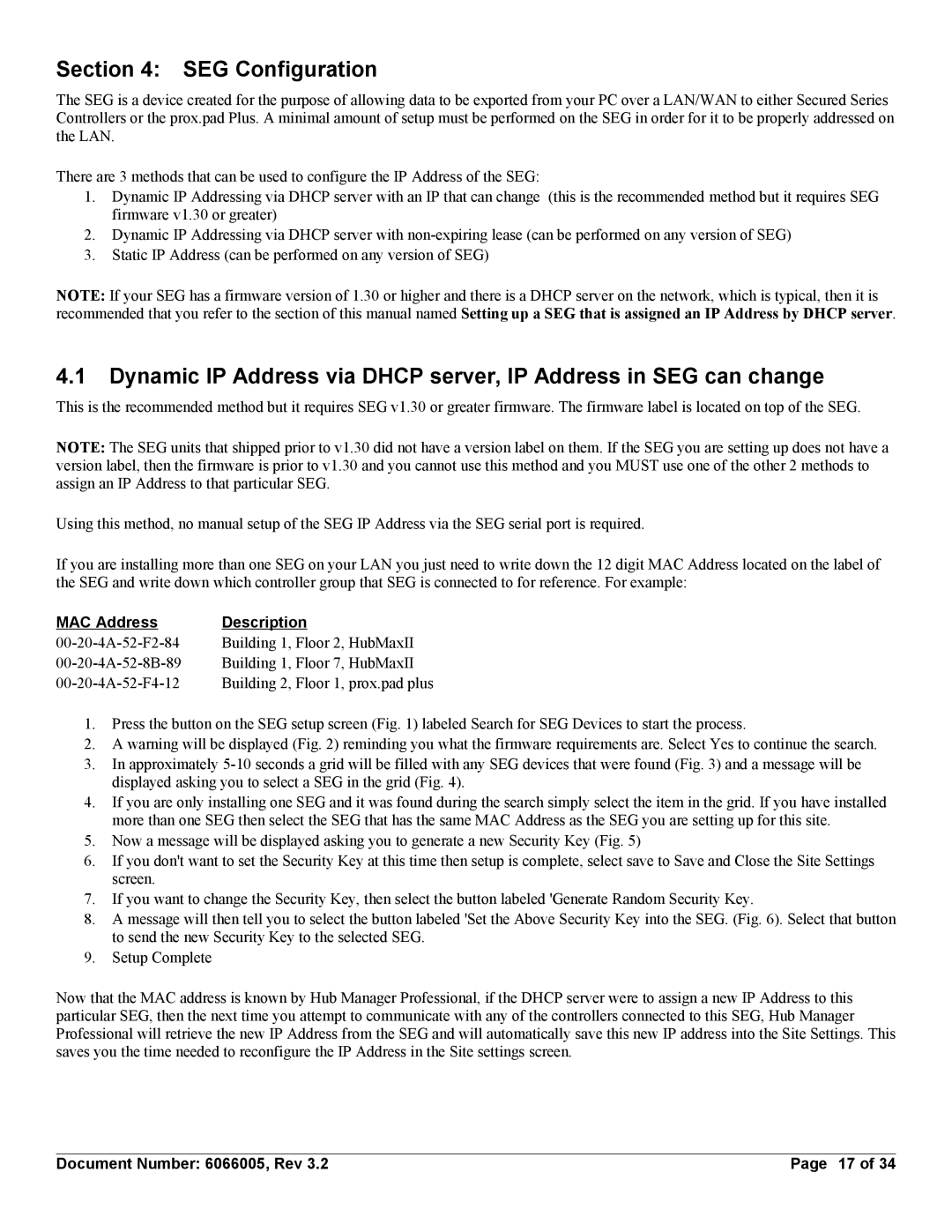 American International Electric SEG-M, SEG-1 installation manual SEG Configuration, MAC Address Description 