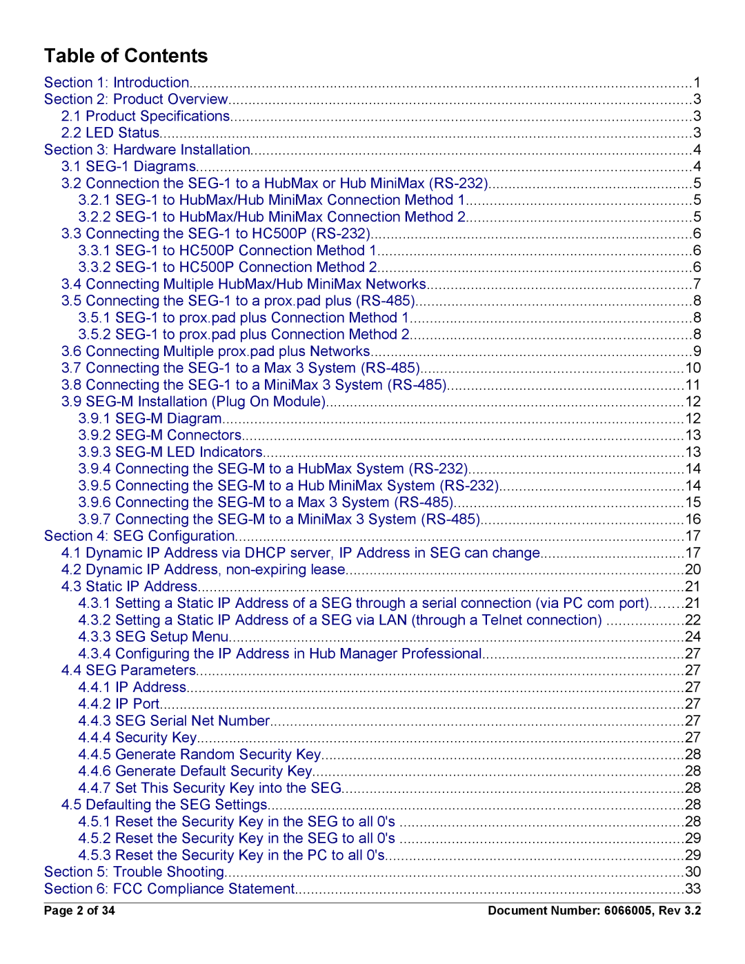 American International Electric SEG-1, SEG-M installation manual Table of Contents 