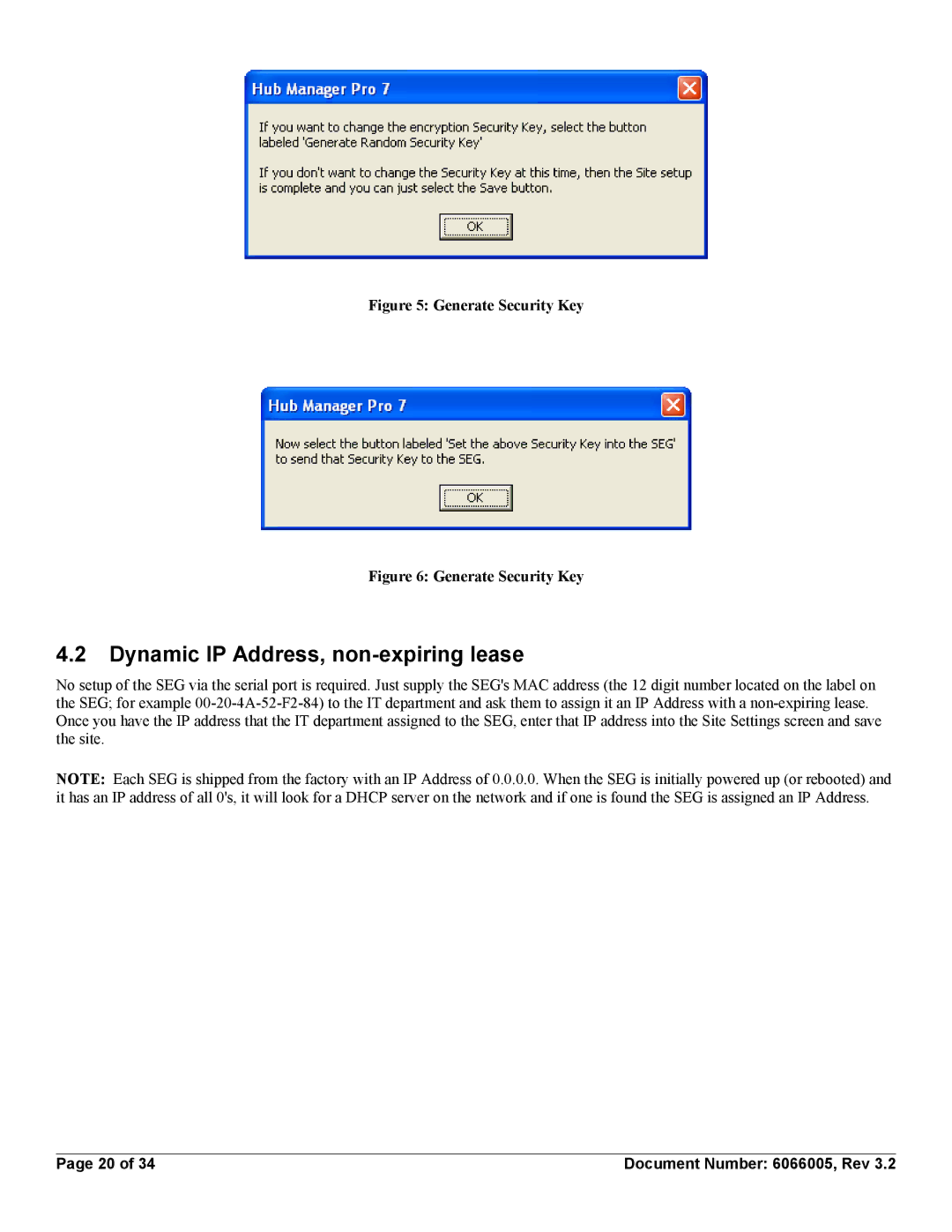 American International Electric SEG-1, SEG-M Dynamic IP Address, non-expiring lease, Generate Security Key 