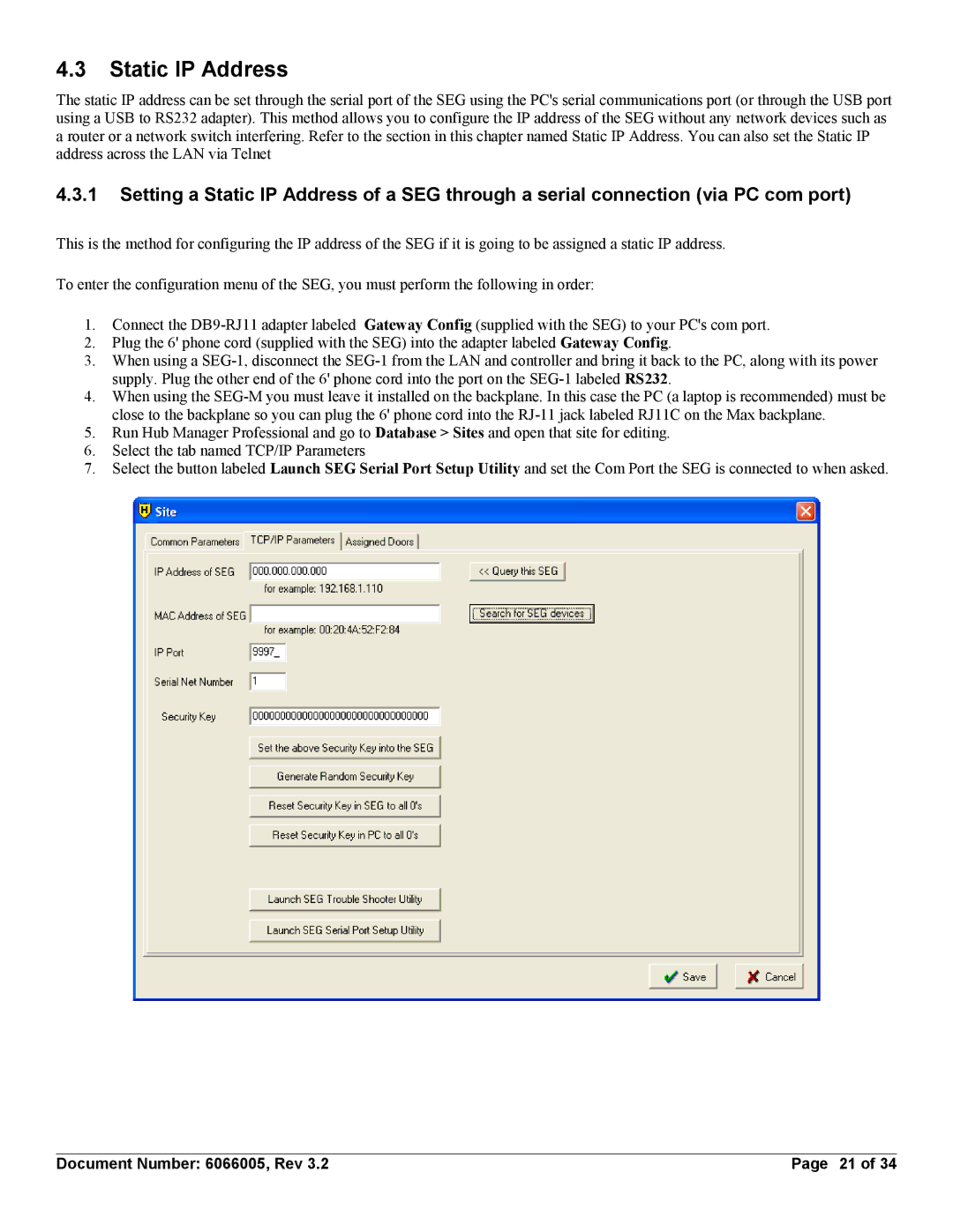 American International Electric SEG-M, SEG-1 installation manual Static IP Address 