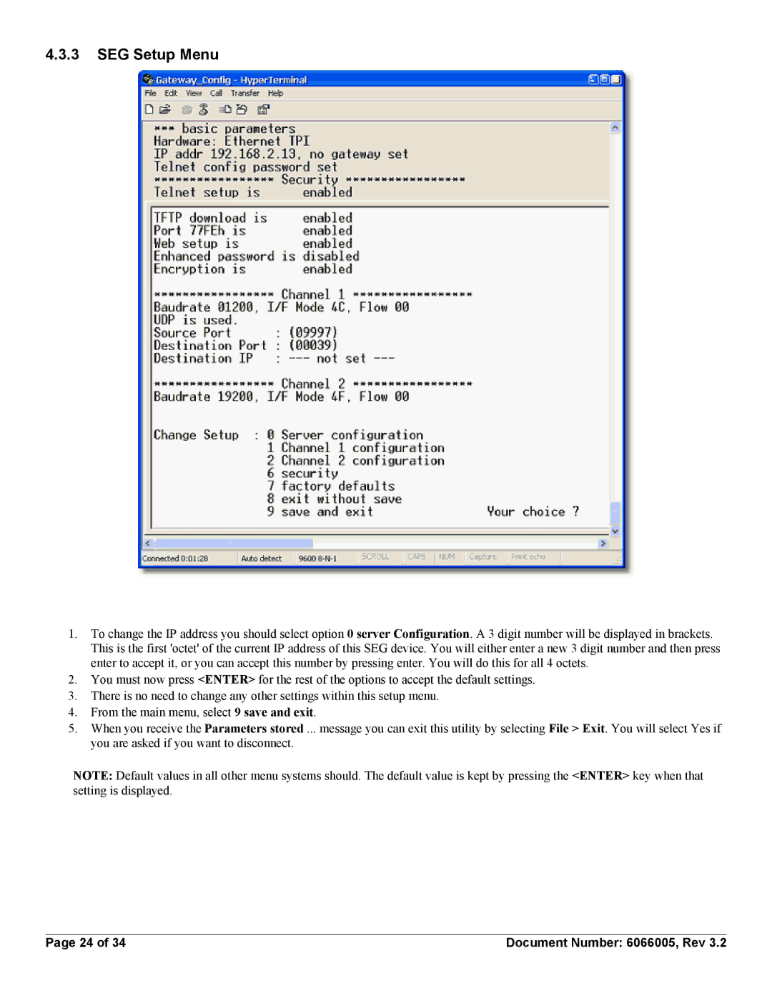 American International Electric SEG-1, SEG-M installation manual SEG Setup Menu 