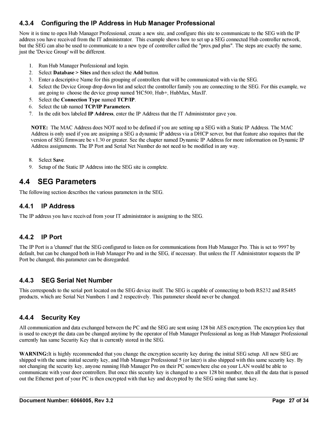 American International Electric SEG-M, SEG-1 installation manual SEG Parameters 