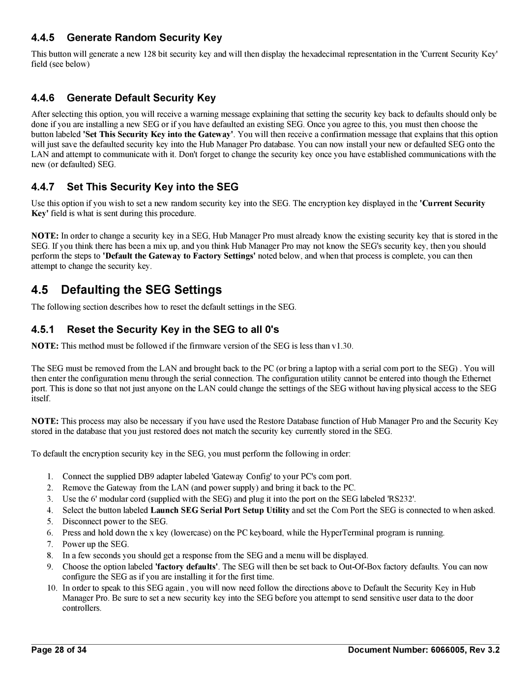 American International Electric SEG-1, SEG-M installation manual Defaulting the SEG Settings, Generate Random Security Key 