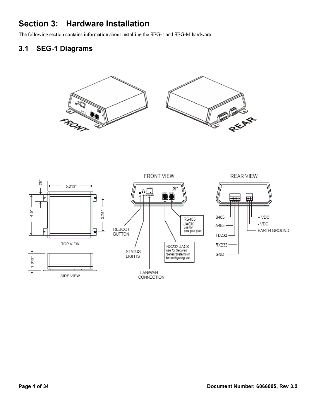 American International Electric SEG-M installation manual Hardware Installation, SEG-1 Diagrams 