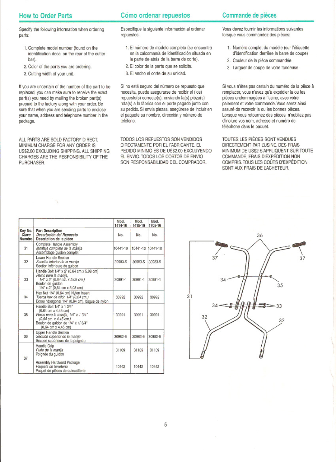 American Lawn Mower Co 1415-16, 1414-16, 1705-16 manual 