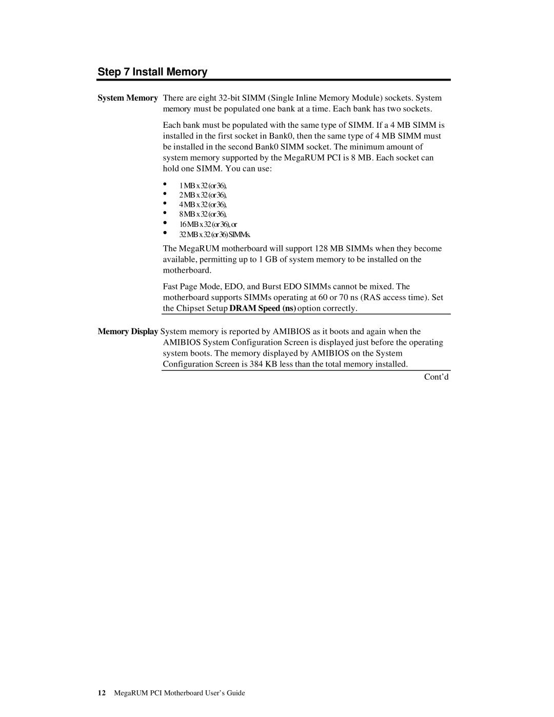 American Megatrends MAN-758 manual Install Memory 