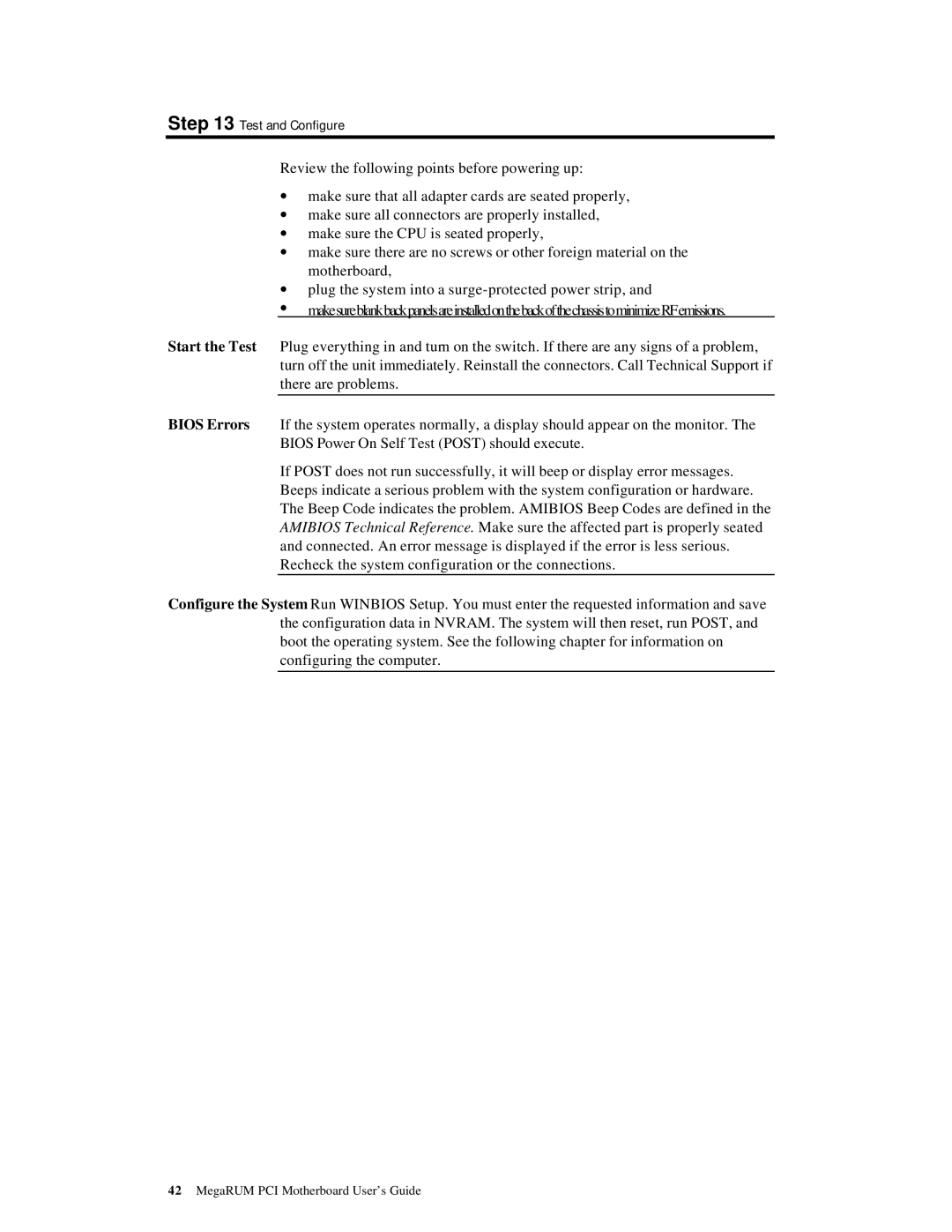 American Megatrends MAN-758 manual Test and Configure 