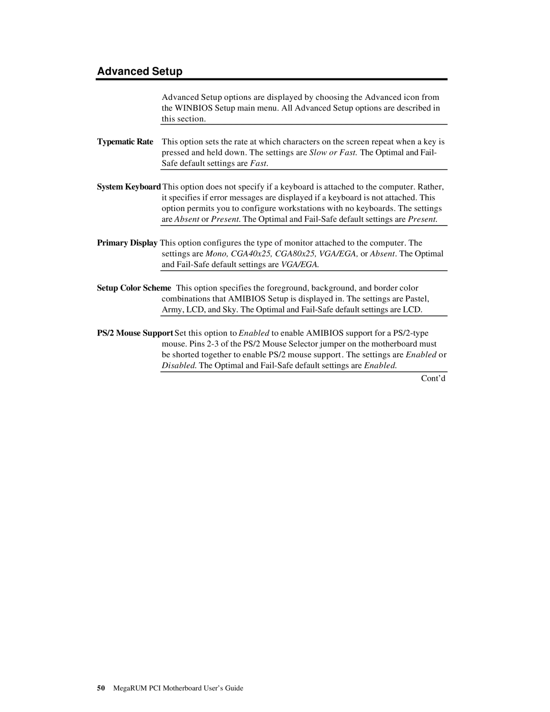 American Megatrends MAN-758 manual Advanced Setup 