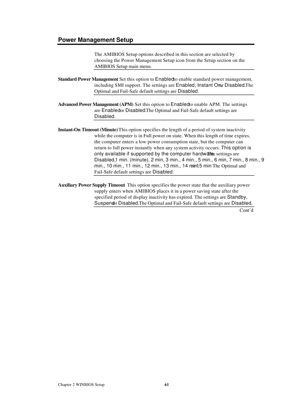 American Megatrends MAN-758 manual Power Management Setup 