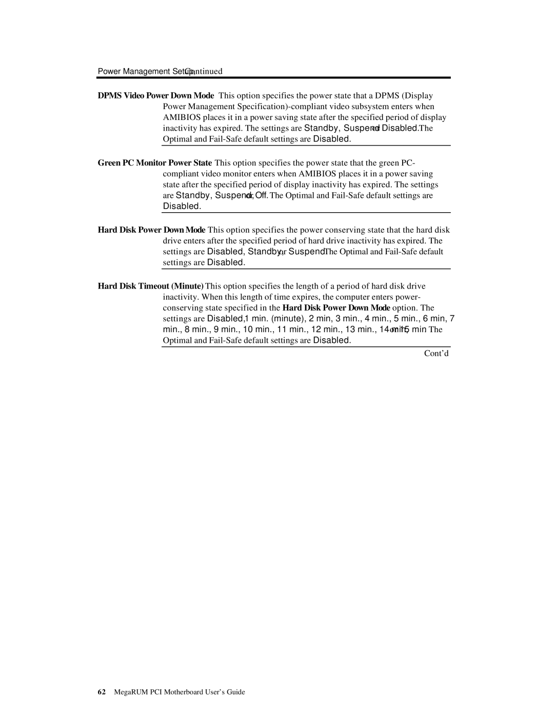 American Megatrends MAN-758 manual Power Management Setup 