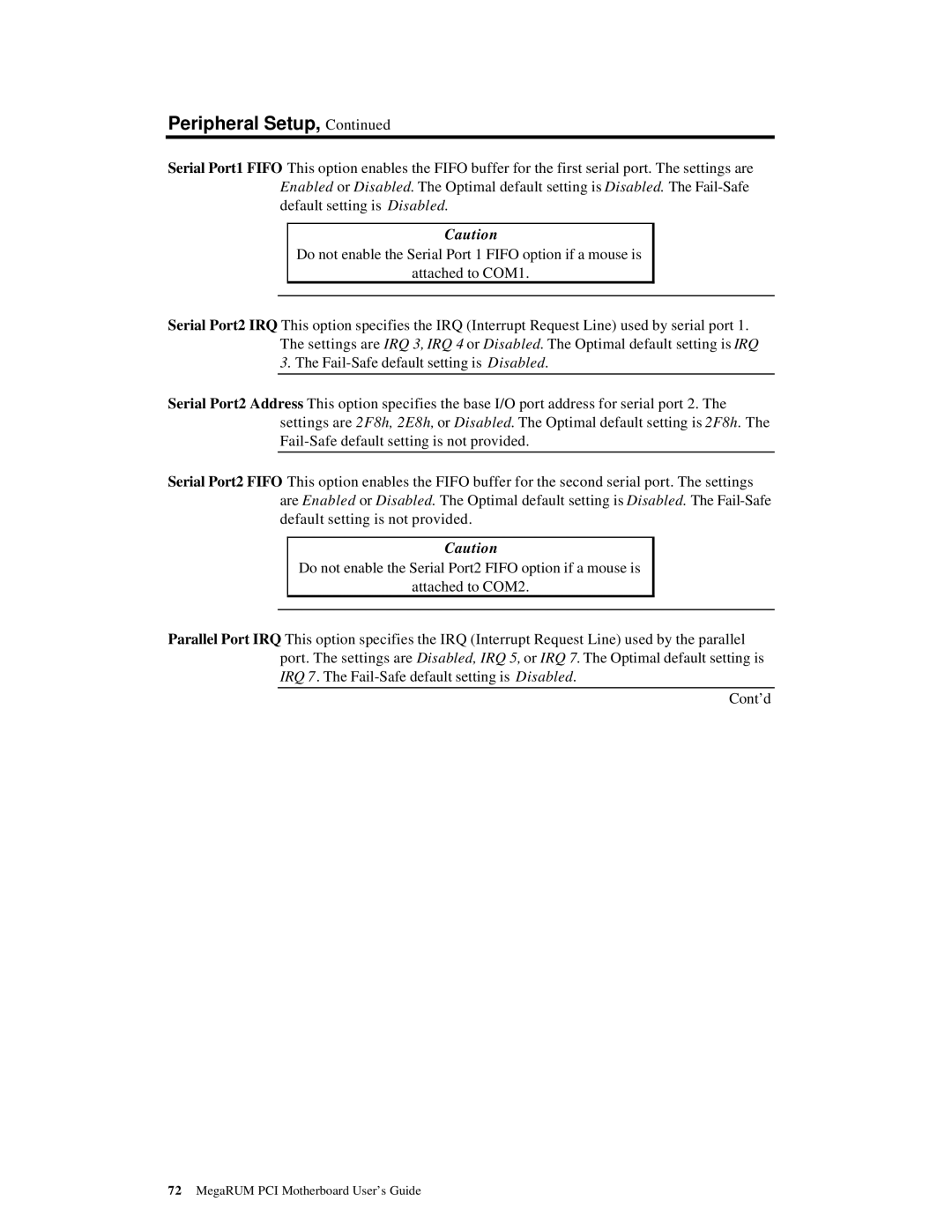 American Megatrends MAN-758 manual Peripheral Setup 