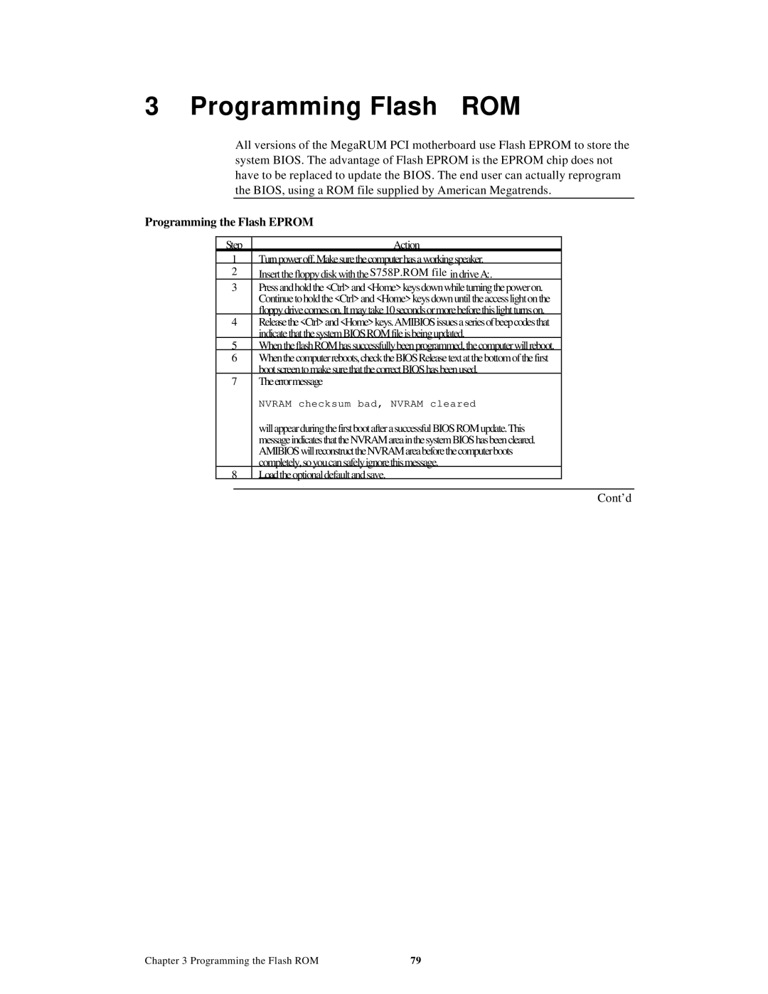 American Megatrends MAN-758 manual Programming Flash ROM, Programming the Flash Eprom 