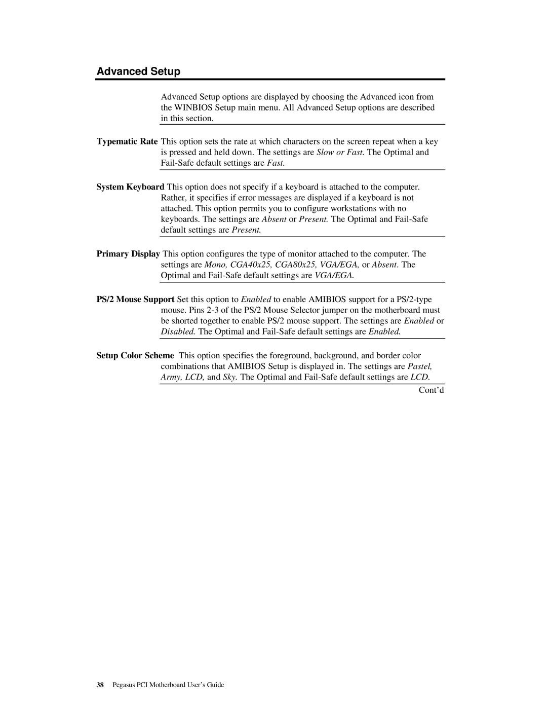 American Megatrends MAN-759 manual Advanced Setup 