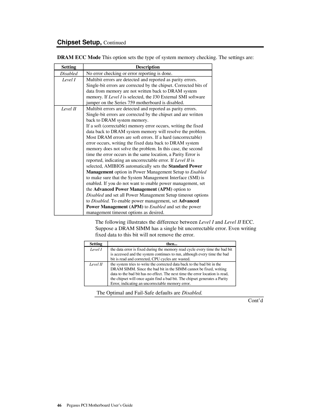 American Megatrends MAN-759 Advanced Power Management APM option to, Power Management APM to Enabled and set the power 