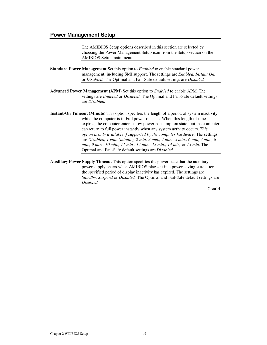 American Megatrends MAN-759 manual Power Management Setup 