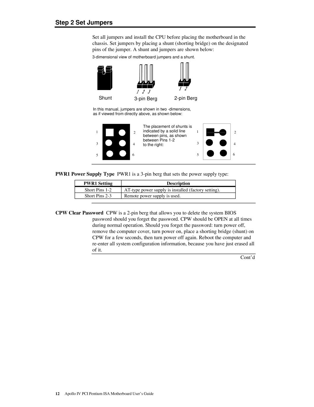 American Megatrends MAN-772 manual Set Jumpers, PWR1 Setting Description 