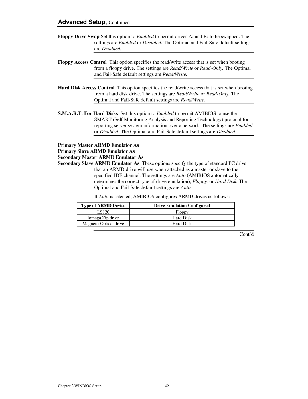 American Megatrends MAN-772 manual Type of Armd Device Drive Emulation Configured 