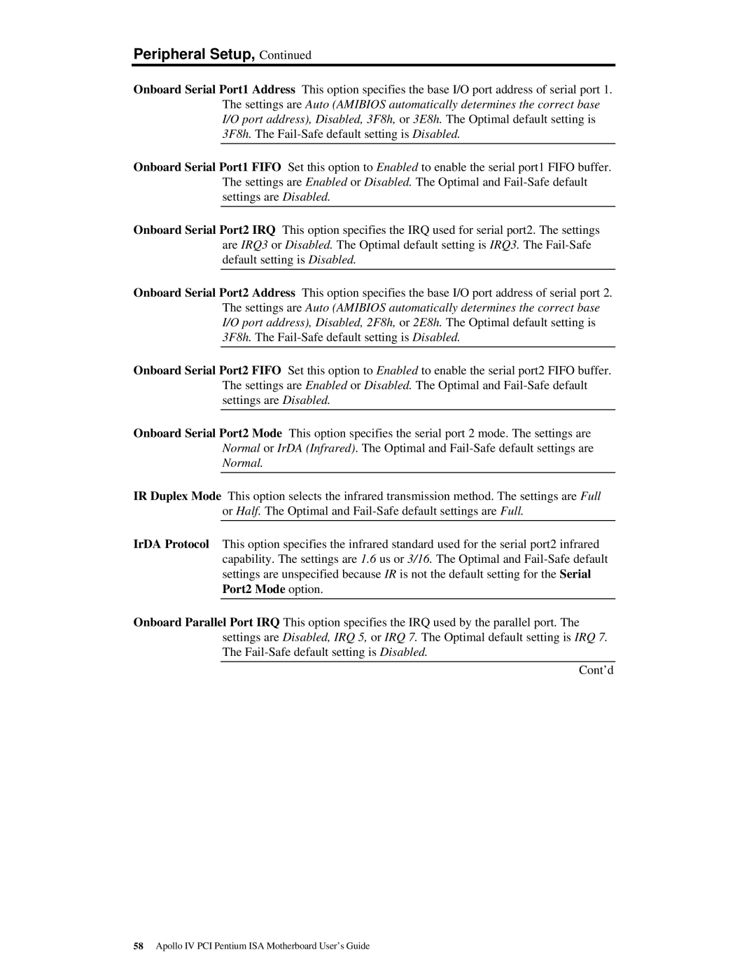 American Megatrends MAN-772 manual Peripheral Setup 