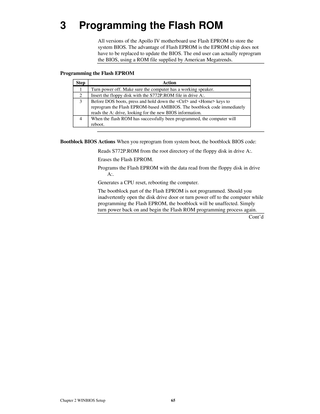 American Megatrends MAN-772 manual Programming the Flash ROM, Programming the Flash Eprom 