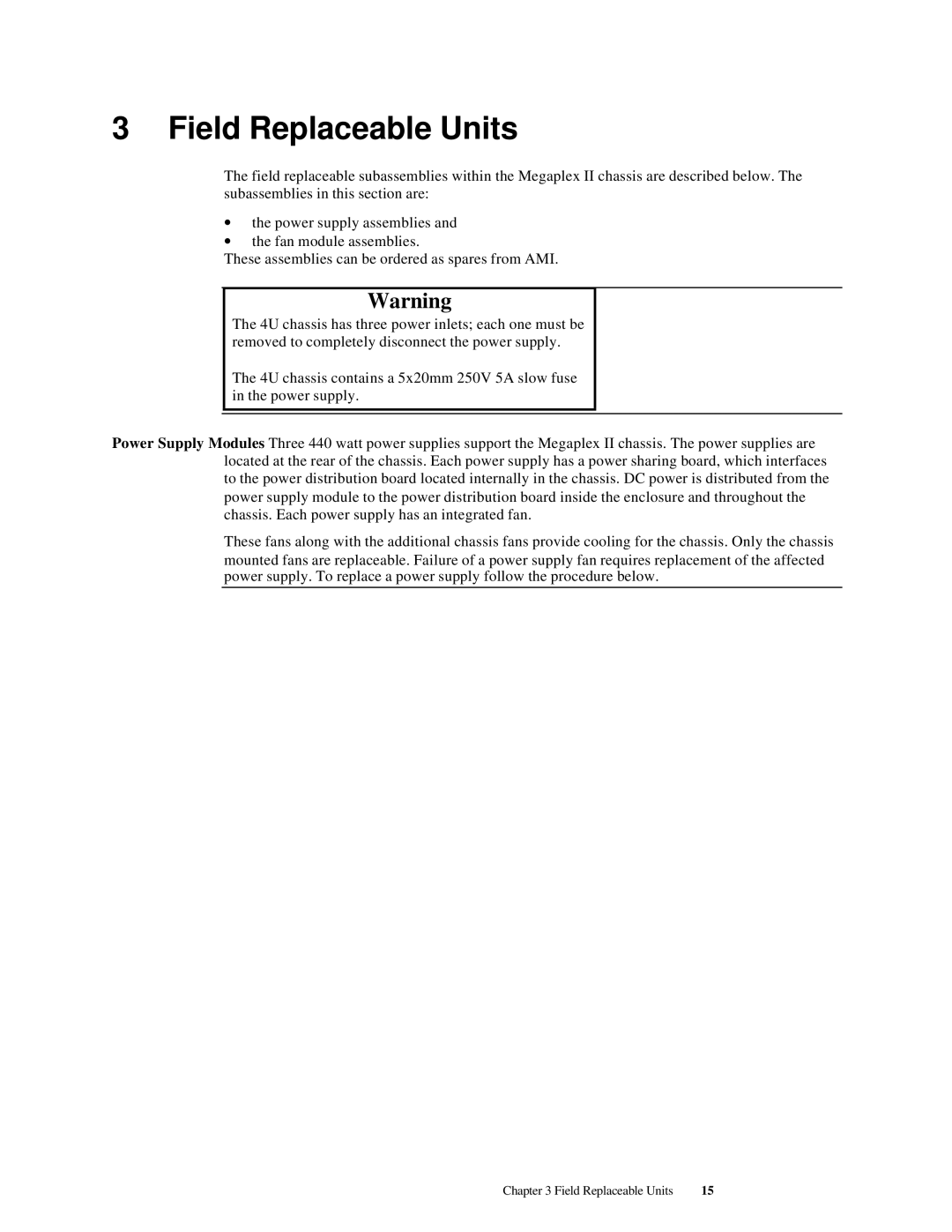 American Megatrends MAN-782-CH4 manual Field Replaceable Units 