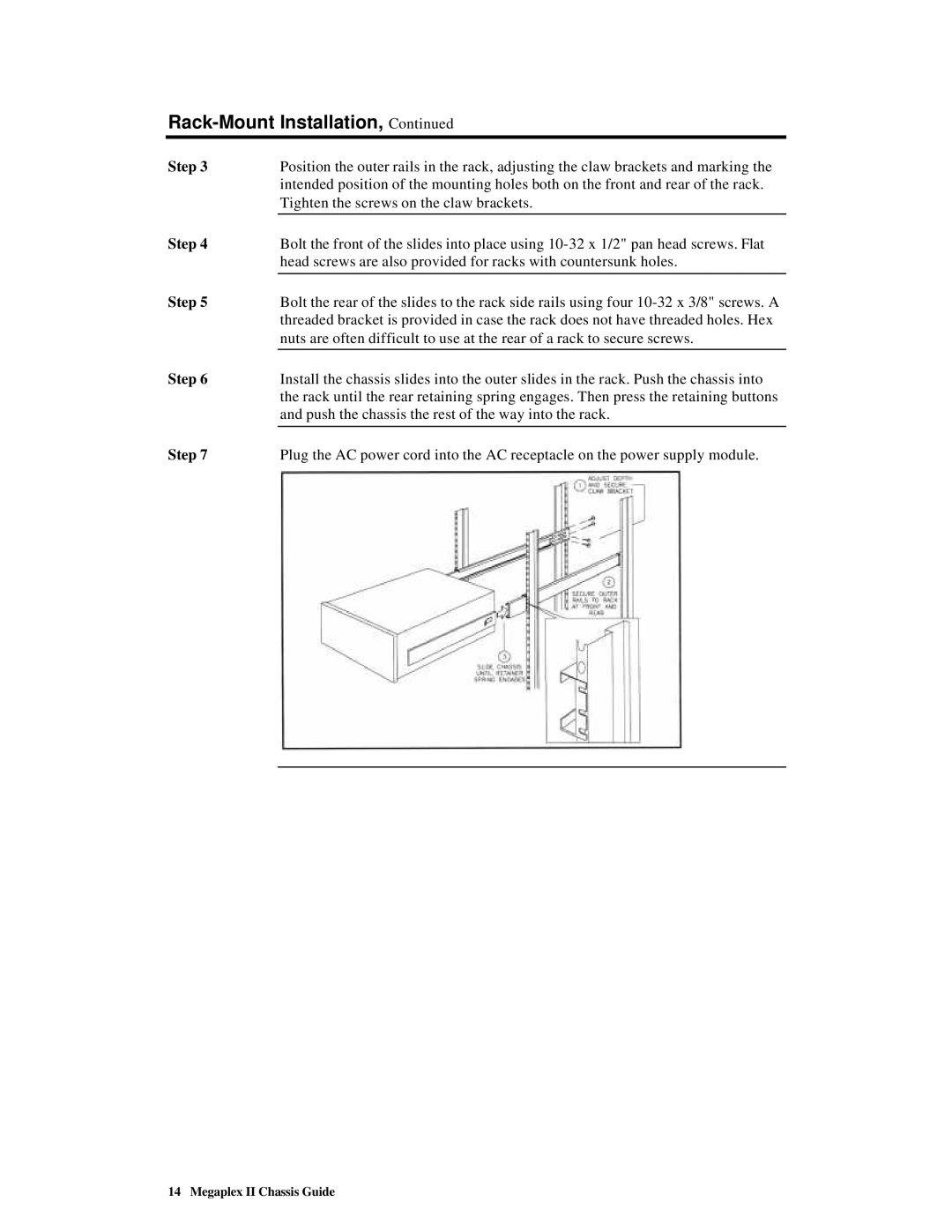 American Megatrends MAN-782-CH9 manual Tighten the screws on the claw brackets 