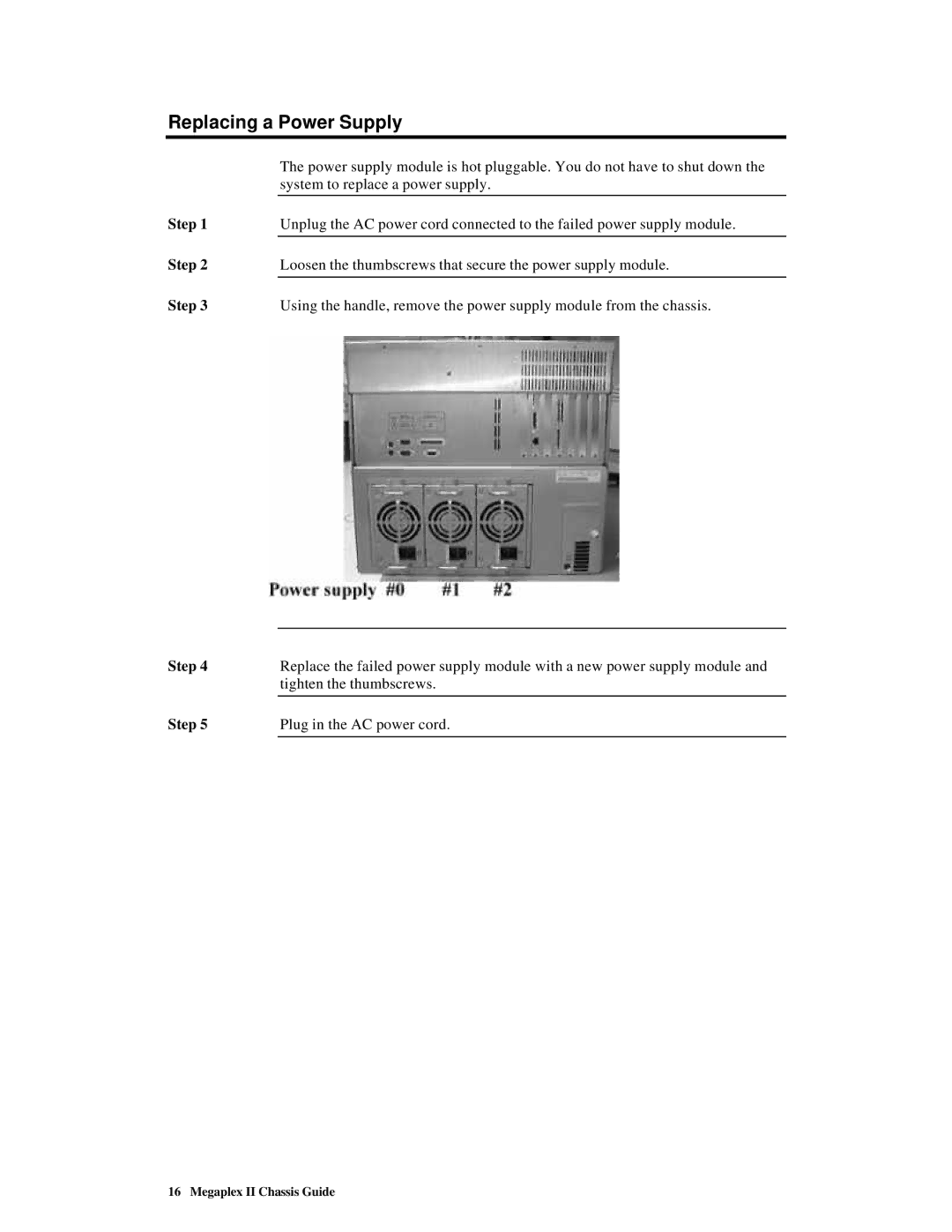 American Megatrends MAN-782-CH9 manual Replacing a Power Supply 