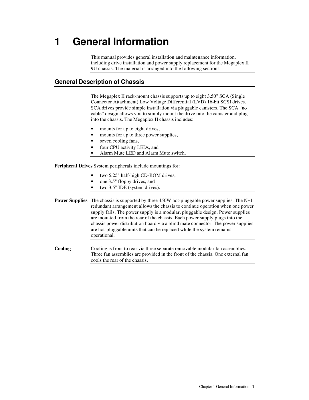 American Megatrends MAN-782-CH9 manual General Information, General Description of Chassis 