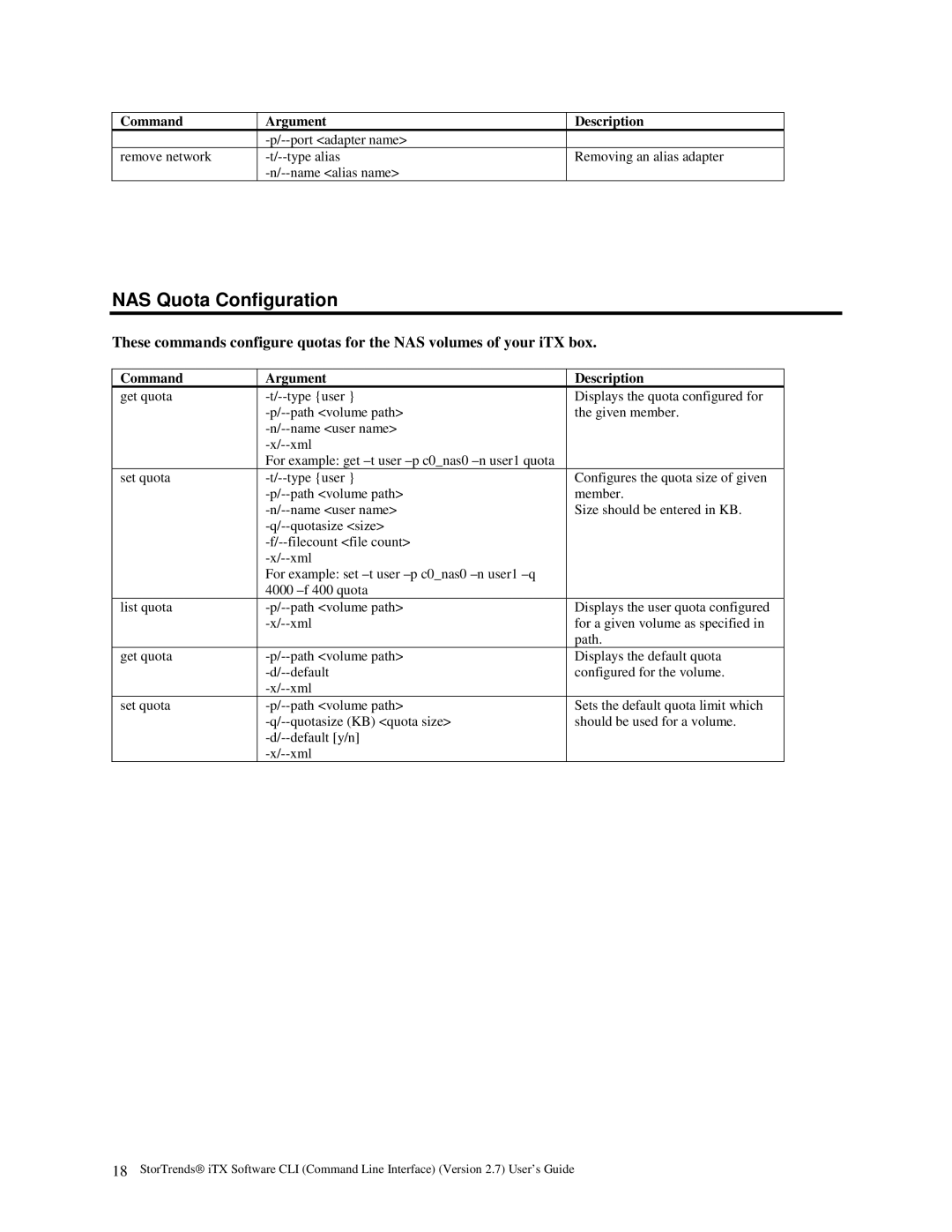 American Megatrends MAN-STOR-ITX27-CLI manual NAS Quota Configuration 