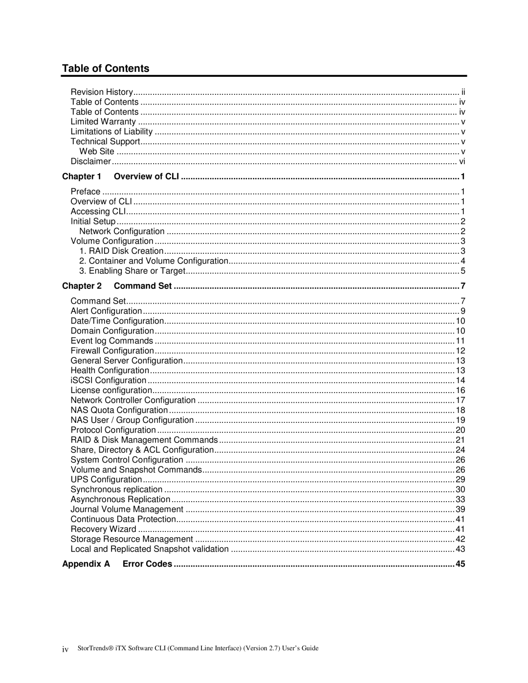 American Megatrends MAN-STOR-ITX27-CLI manual Table of Contents 