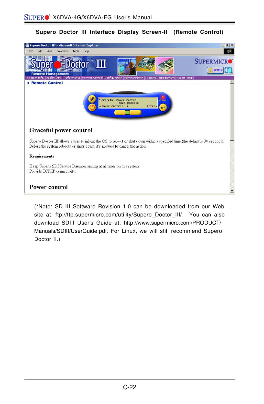 American Megatrends X6DVA-4G, X6DVA-EG user manual Supero Doctor III Interface Display Screen-II Remote Control 