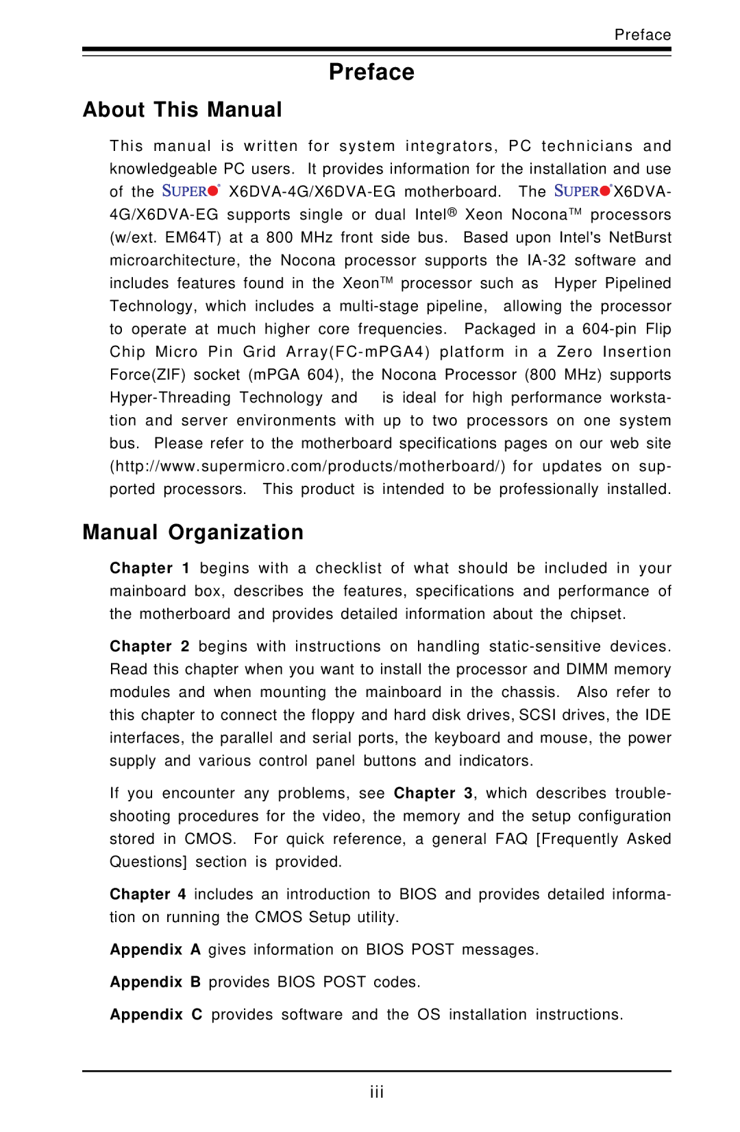 American Megatrends X6DVA-EG, X6DVA-4G user manual About This Manual, Manual Organization 