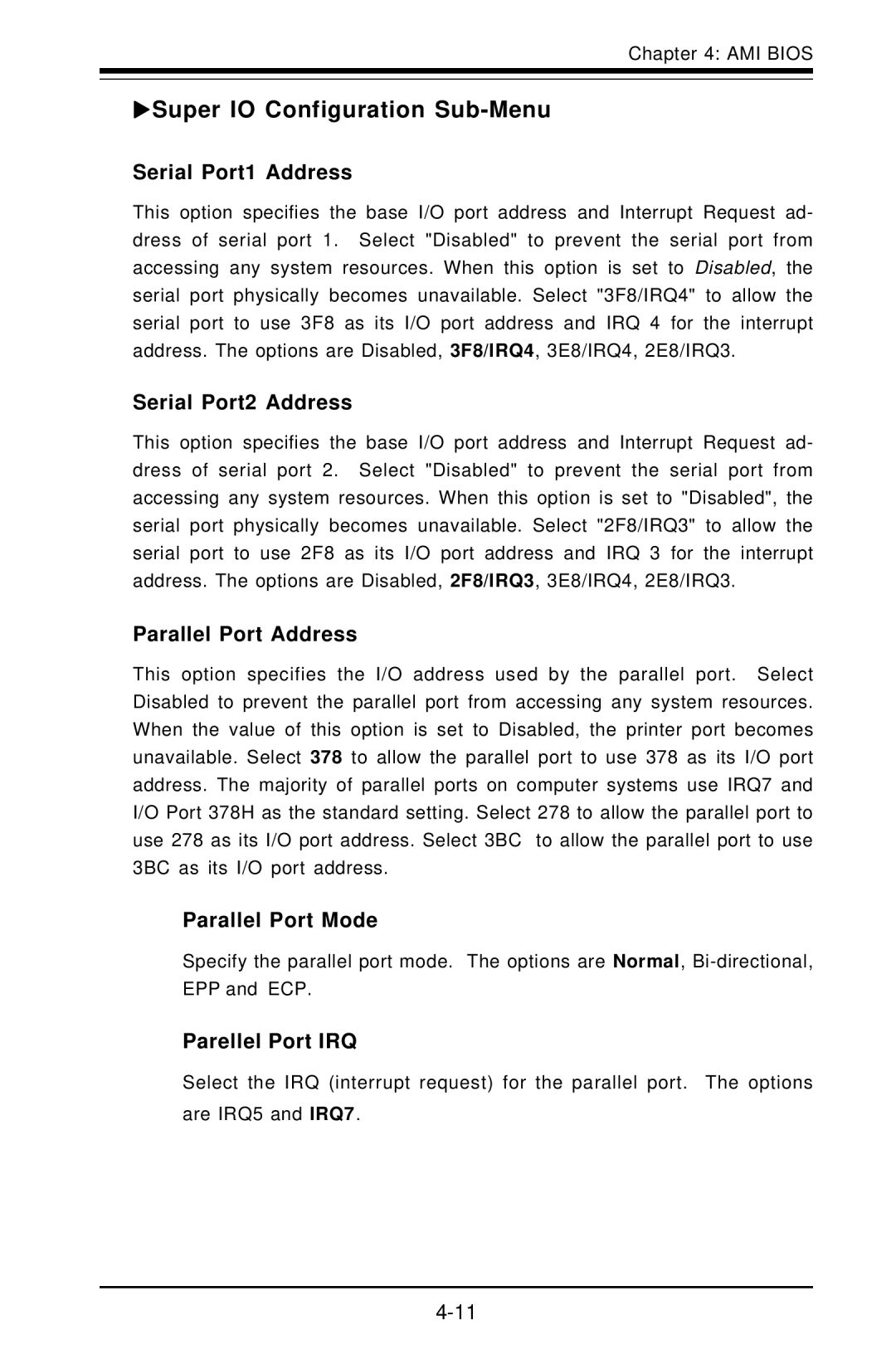 American Megatrends X6DVA-EG, X6DVA-4G user manual XSuper IO Configuration Sub-Menu 