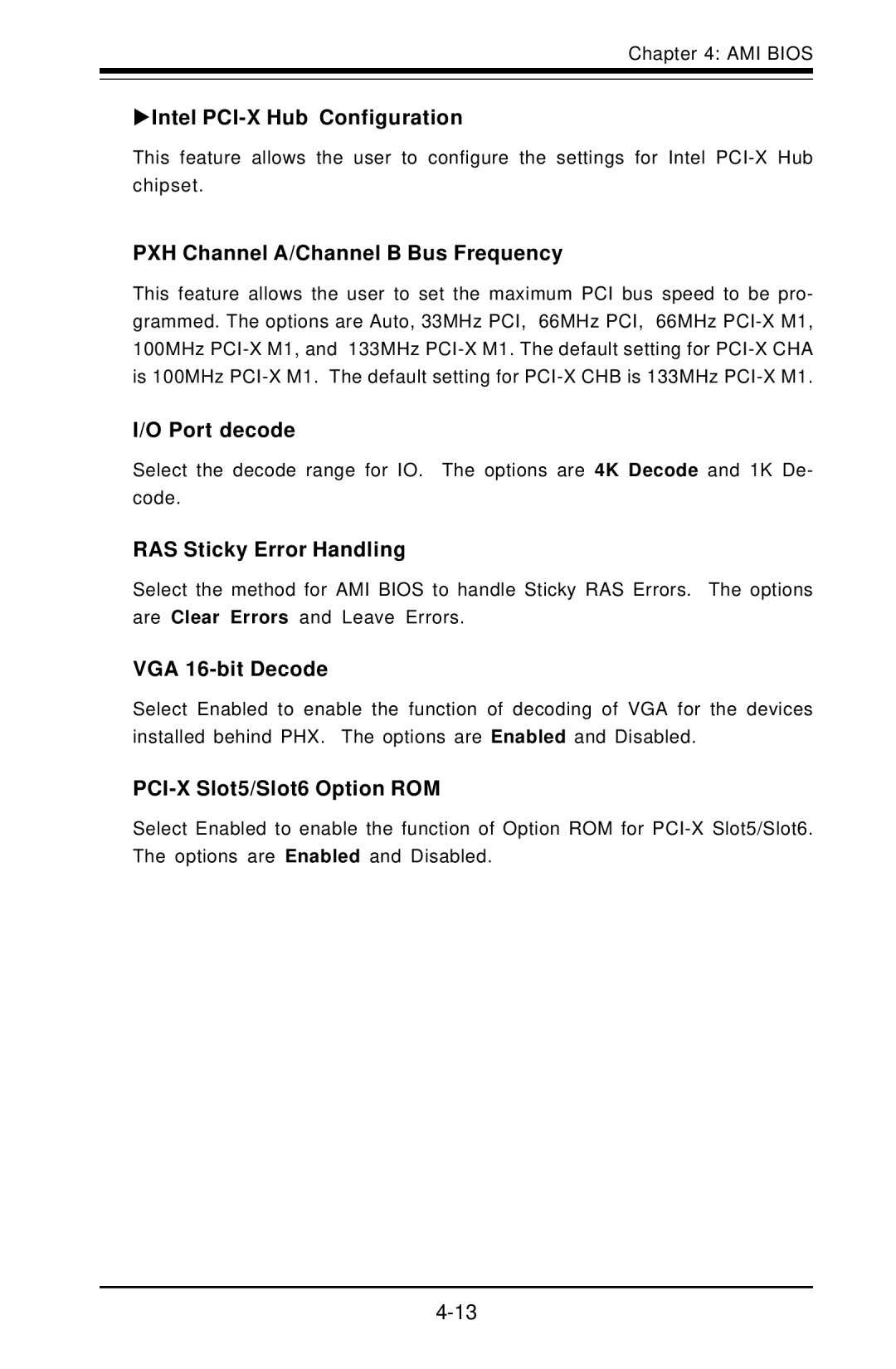 American Megatrends X6DVA-EG, X6DVA-4G XIntel PCI-X Hub Configuration, PXH Channel A/Channel B Bus Frequency, Port decode 