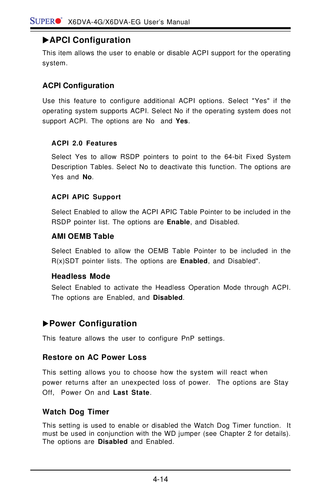 American Megatrends X6DVA-4G, X6DVA-EG user manual Xapci Configuration, XPower Configuration 