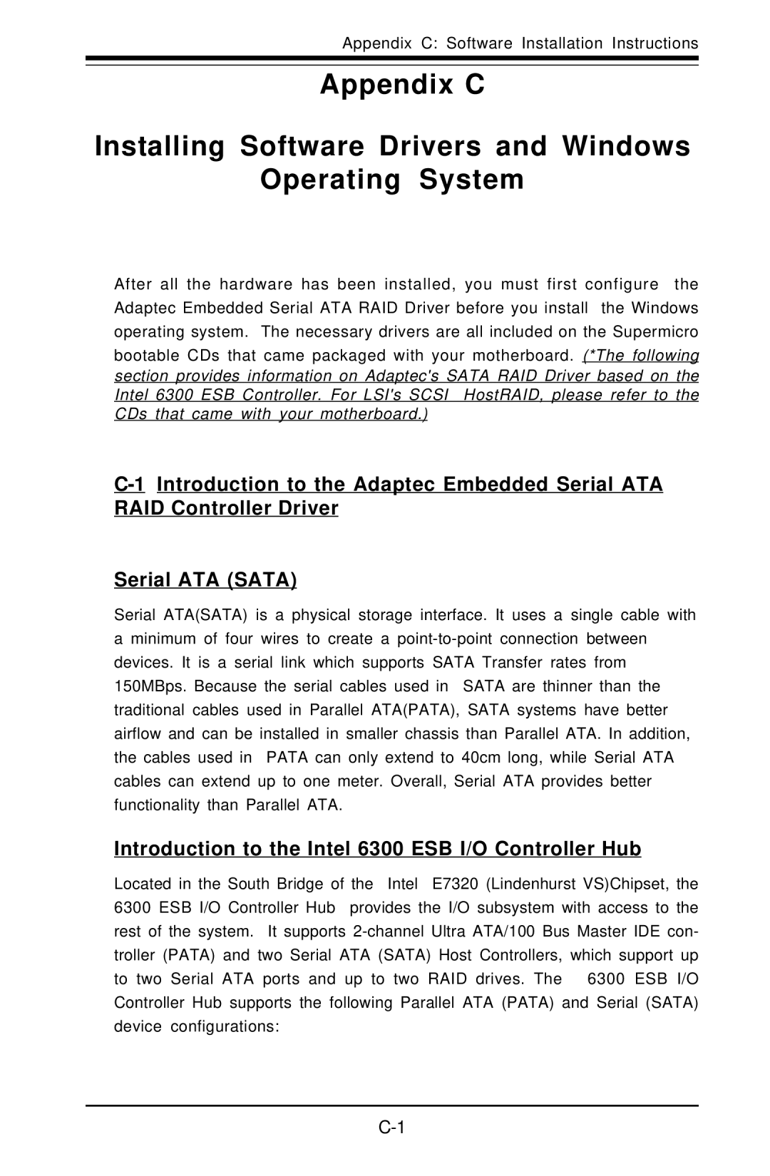 American Megatrends X6DVA-EG, X6DVA-4G user manual Introduction to the Intel 6300 ESB I/O Controller Hub 