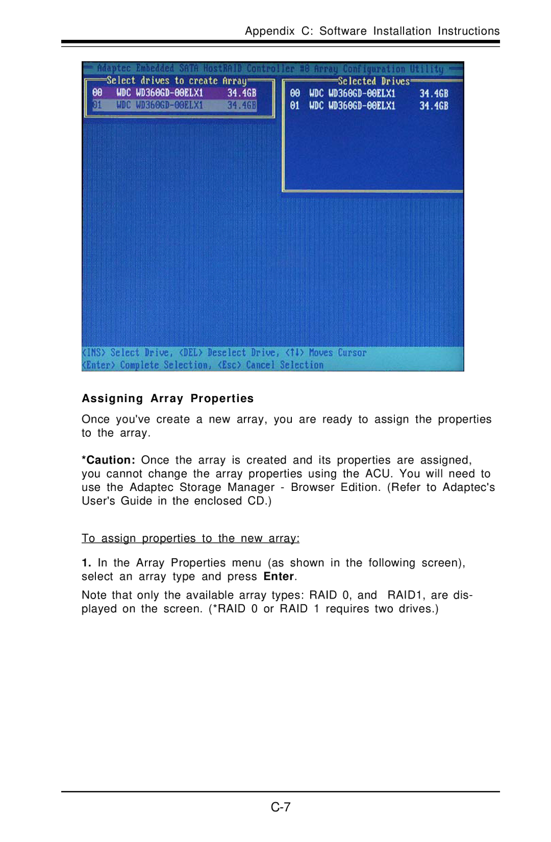 American Megatrends X6DVA-EG, X6DVA-4G user manual Assigning Array Properties 