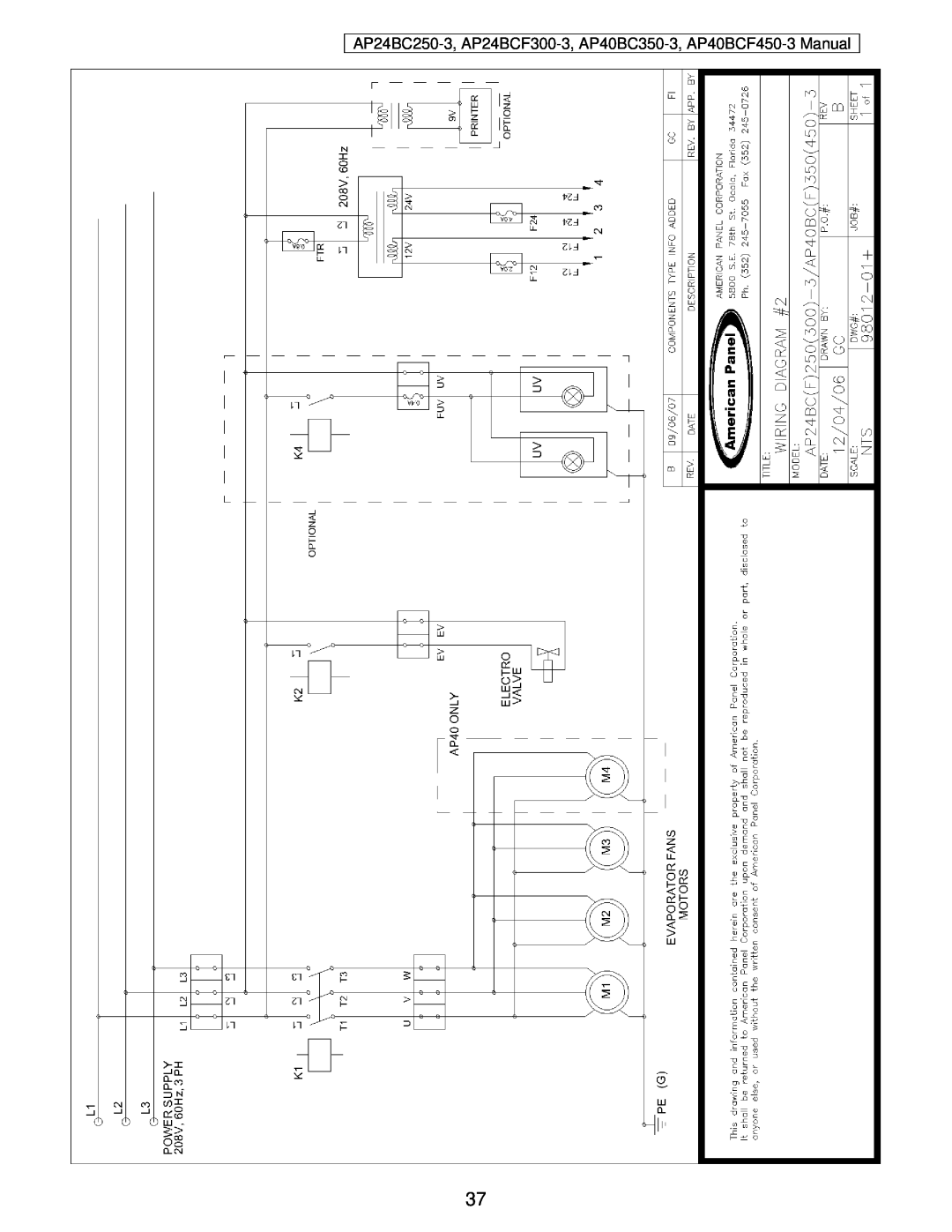 American Panel user manual AP24BC250-3, AP24BCF300-3, AP40BC350-3, AP40BCF450-3 Manual 