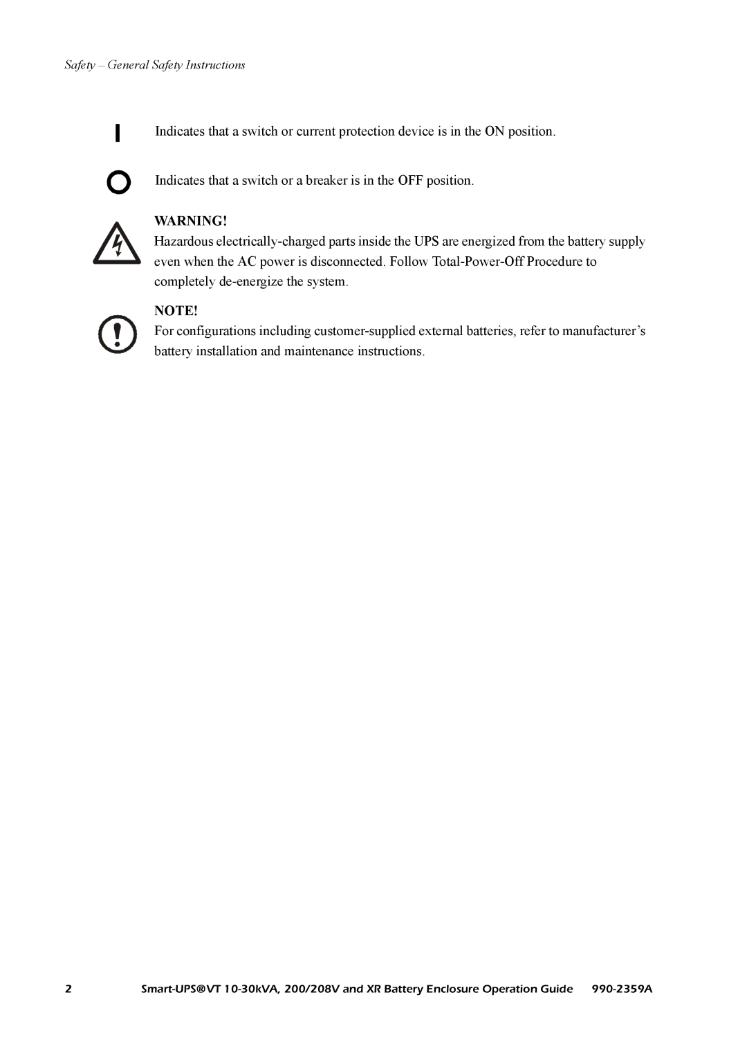 American Power Conversion 10-30 KVA, 200/208 V manual Safety General Safety Instructions 