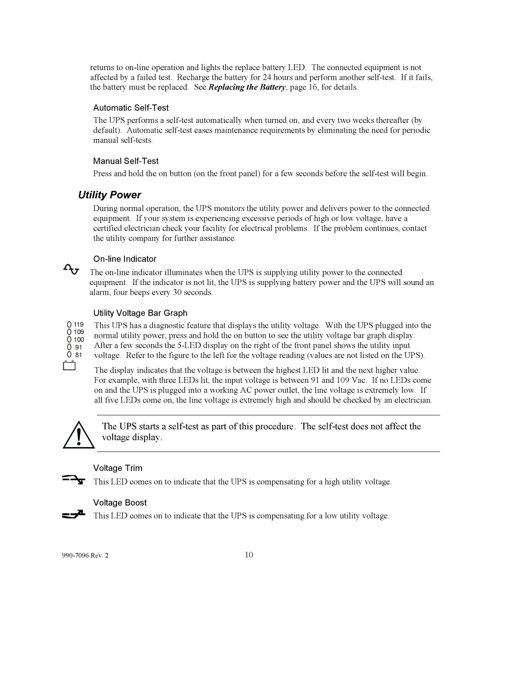 American Power Conversion 100 VAC user manual Utility Power 