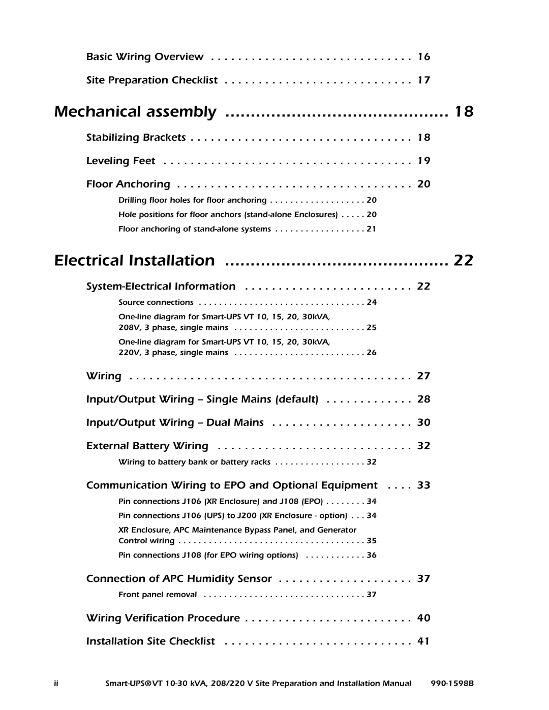 American Power Conversion 208/220 installation manual Mechanical assembly 