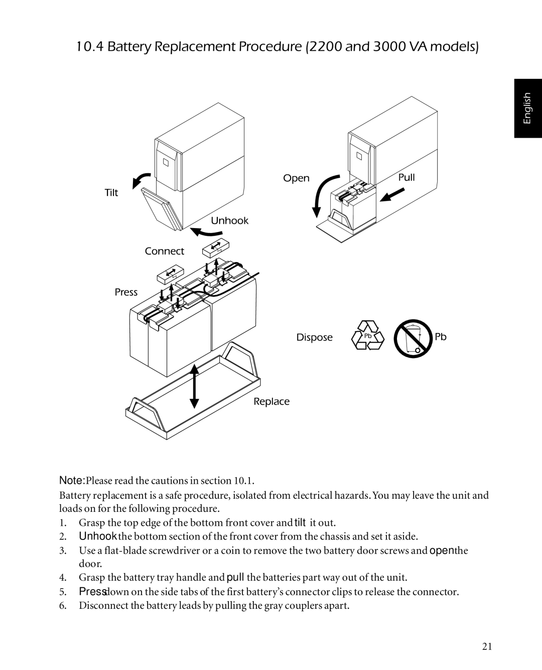 American Power Conversion manual Battery Replacement Procedure 2200 and 3000 VA models 