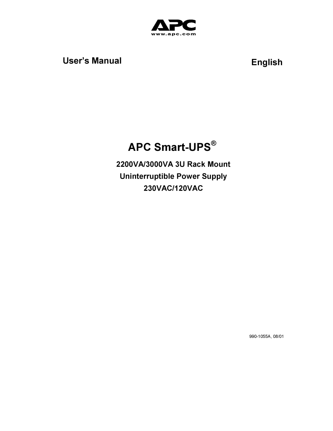 American Power Conversion 3000VA 3U, 2200VA 3U user manual APC Smart-UPS 