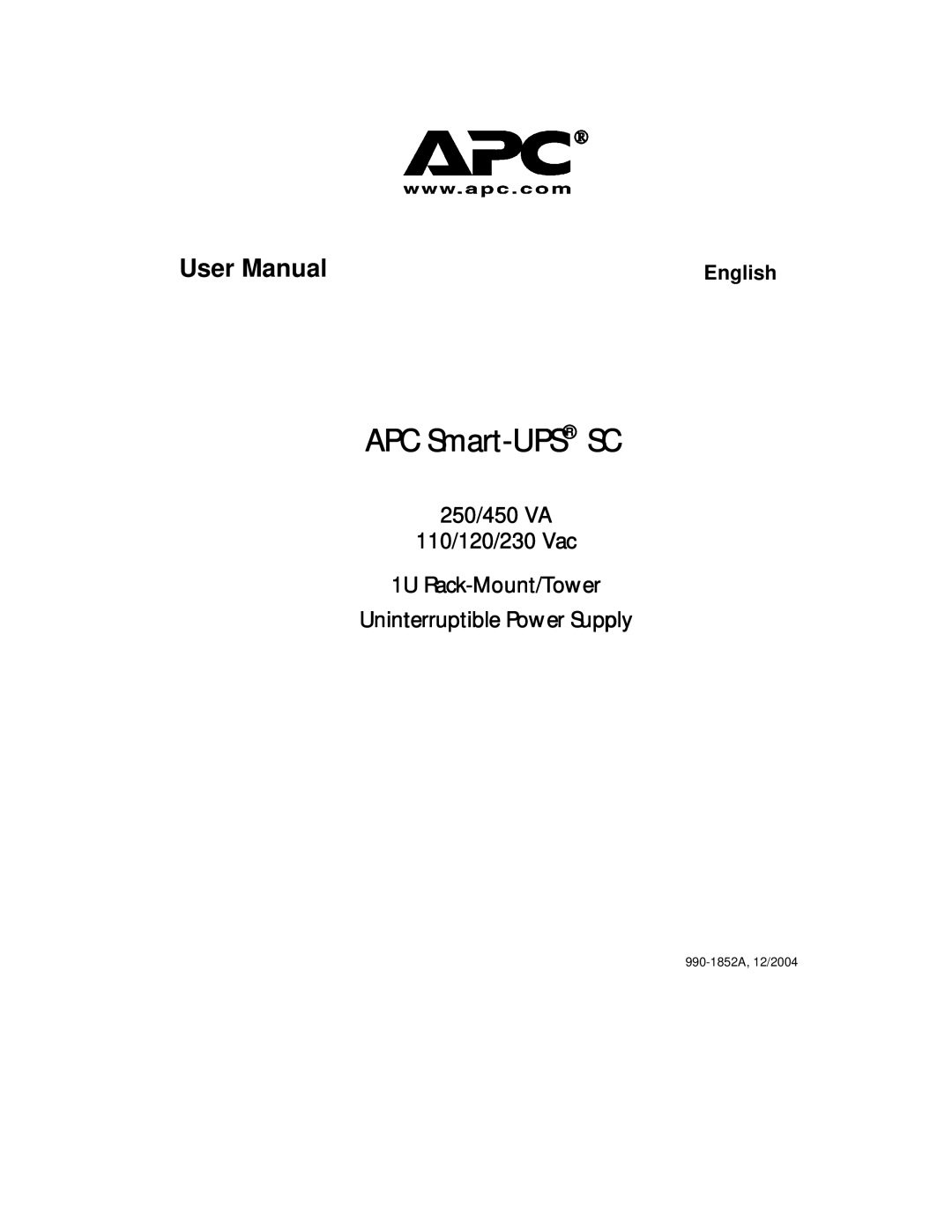 American Power Conversion 110, 120, 230 user manual APC Smart-UPSSC 