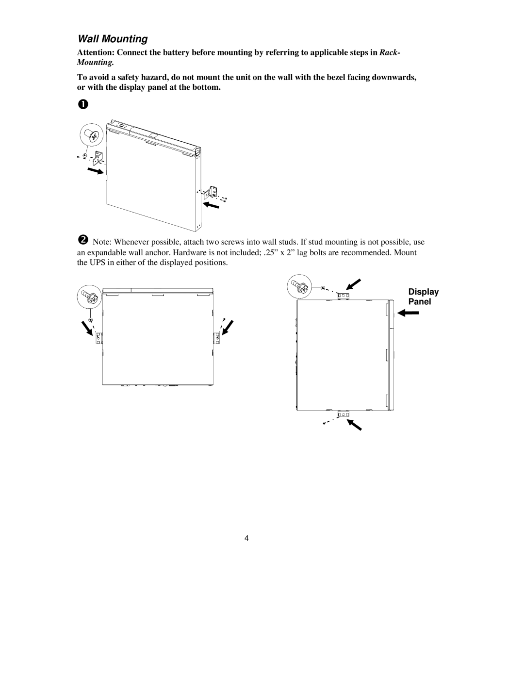 American Power Conversion 110, 120, 230 user manual Wall Mounting 