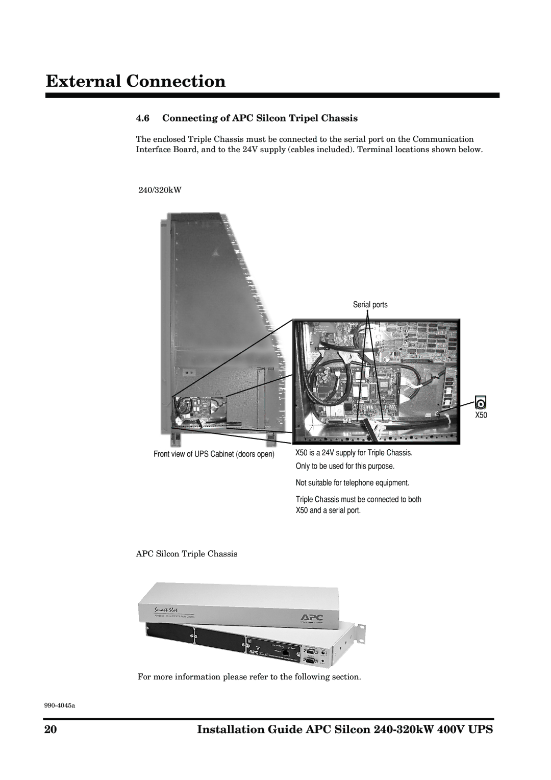 American Power Conversion 240-320kW 400V manual Connecting of APC Silcon Tripel Chassis 