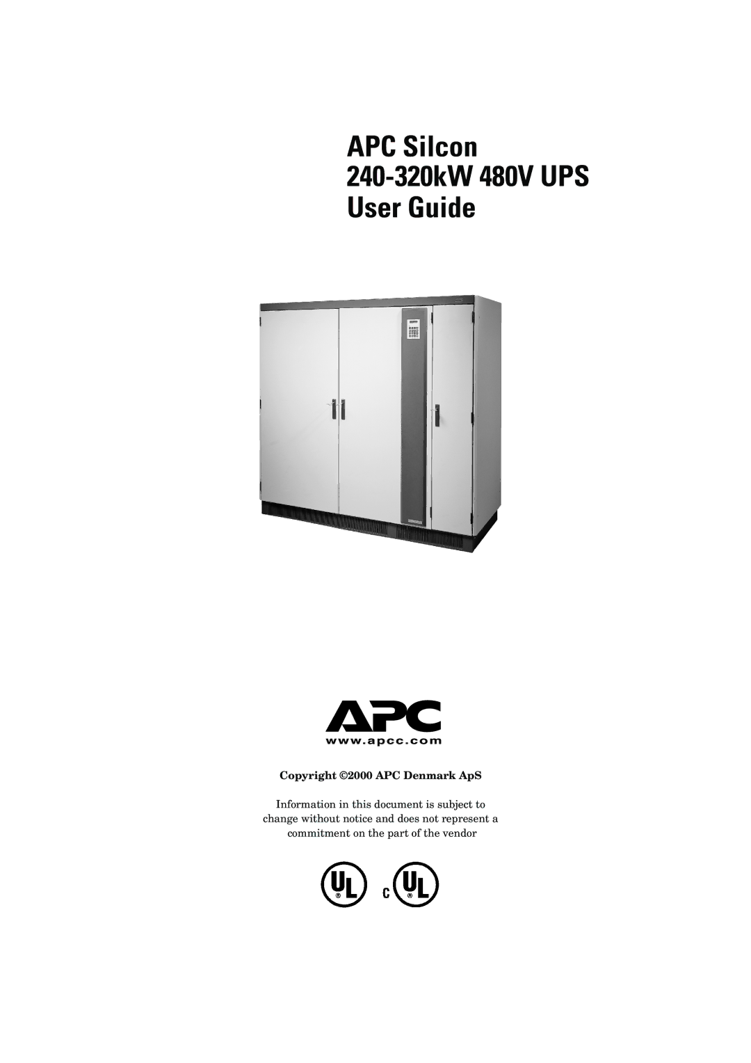 American Power Conversion manual APC Silcon 240-320kW 480V UPS User Guide, Copyright 2000 APC Denmark ApS 