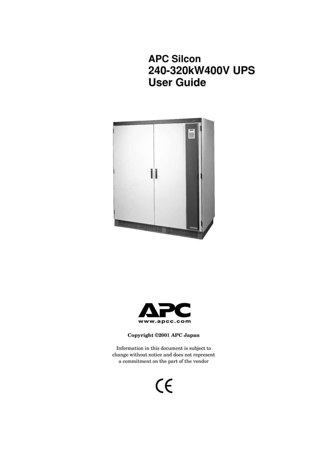 American Power Conversion manual 240-320kW400V UPS User Guide, Copyright 2001 APC Japan 